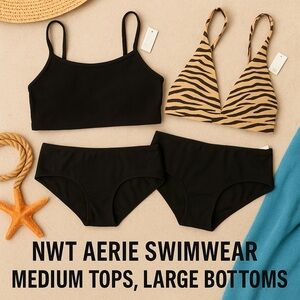 NWT Aerie Swimwear Bundle | 2 Tops (M) + 2 Bottoms (L) | Mix + Match Bikini Set